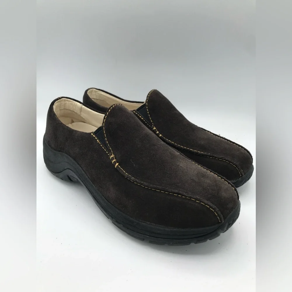 LL Bean Clogs Women's Sz 10 Brown Suede Leather Bicycle-Toe Slip-On Hiking Shoe - Picture 1 of 10